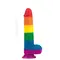 LoveToy 9'' Prider Dildo - радужный силиконовый фаллоимитатор с присоской, 22.5х4 см