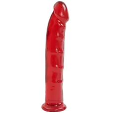 Doc Johnson Jelly Jewels Dong & Suction Cup Red - фаллоимитатор 22.5х3.6 см (красный)