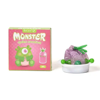 Насадка на член Recare Green Monster Spike Condom (з рядом кульок і вусиками на кінчику)