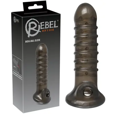 Rebel Dick & Ball Sleeve - Насадка на пеніс, 18 см (чорний)