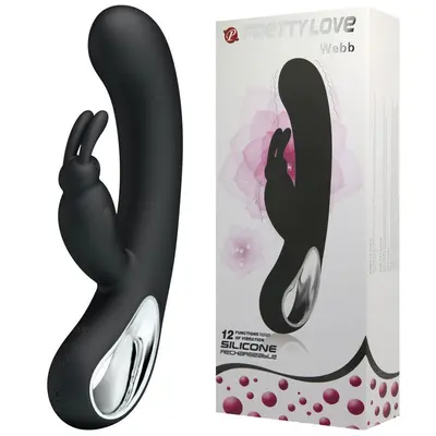 LyBaile Pretty Love Webb Vibrator Black - силіконовий вібратор-кролик, 21х3.5 см (чорний)