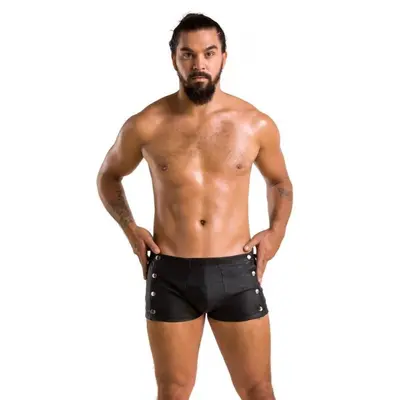 Passion - 048 SHORT DAVID black - Сексуальні чоловічі шорти з бічними кнопками, S/M