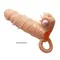LyBaile Penis extended Sleeve Connor Flesh Vibro - вибронасадка для увеличения члена с клиторальным стимулятором, +4 см (телесный)
