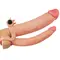Pleasure X-Tender Vibrating Double Penis Sleeve Flesh Add 3" - Подвійна насадка на пеніс з вібрацією, 21 см (тілесний)
