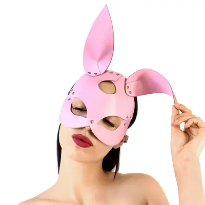 Шкіряна маска Зайчика Art of Sex - Bunny mask рожева