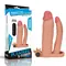 Pleasure X-Tender Vibrating Double Penis Sleeve Flesh Add 3" - Подвійна насадка на пеніс з вібрацією, 21 см (тілесний)