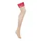 Obsessive Lacelove stockings - сексуальні панчохи з мереживом, XL/XXL (червоний)
