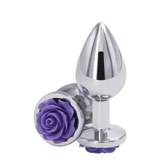 Ns Novelties Rose Buttplug M - Анальная пробка, 7,5х3,5 см, (серебристая с фиолетовым)