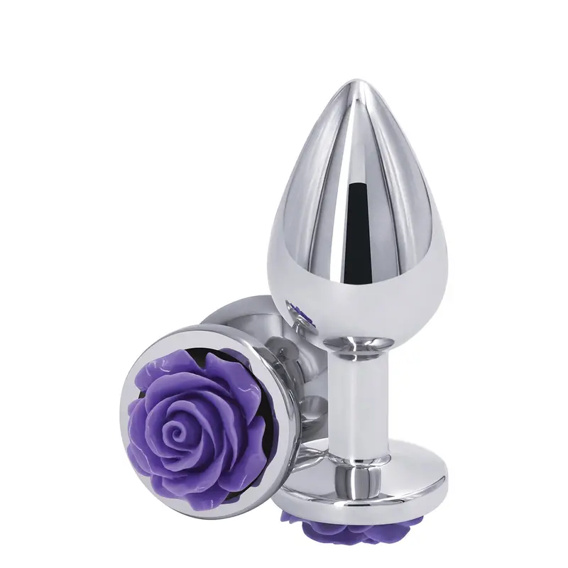 Ns Novelties Rose Buttplug M - Анальная пробка, 7,5х3,5 см, (серебристая с фиолетовым)