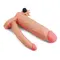 Pleasure X-Tender Vibrating Double Penis Sleeve Flesh Add 3" - Подвійна насадка на пеніс з вібрацією, 21 см (тілесний)