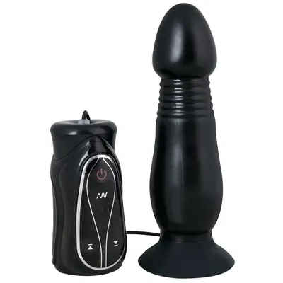 Orion Anal Pusher - Анальна пробка з вібрацією та поштовховими рухами, 16х4 см (чорний)