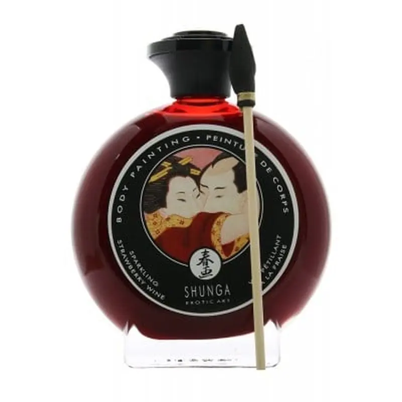Shunga Body Painting Sparkling Strawberry Wine - їстівна фарба для тіла, 100 мл (полуниця у шампанському)