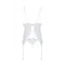 Passion Ursula Corset корсет с пажами, трусики с ажурным декором и открытым шагом, S/M (белый)