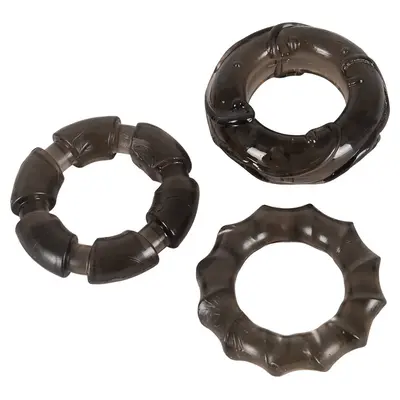Stretchy Cock Rings набір з 3 ерекційних каблучок з різними текстурами, 2.4 см
