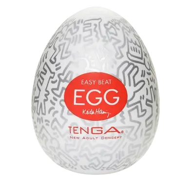 Tenga Keith Haring Party Egg - Мастурбатор-яйце, 5х4. 5 см (білий)