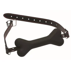 Master Series Dog Bone Gag - силиконовый кляп косточка, 15.4 см (чёрный)