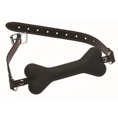 Master Series Dog Bone Gag - силиконовый кляп косточка, 15.4 см (чёрный)