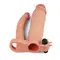 Pleasure X-Tender Vibrating Double Penis Sleeve Flesh Add 3" - Подвійна насадка на пеніс з вібрацією, 21 см (тілесний)