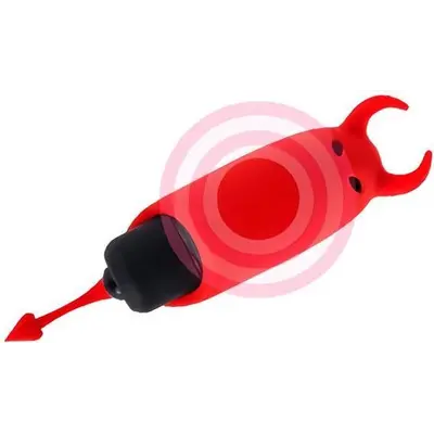 Adrien Lastic Pocket Vibe Devol - віброкуль з хвостиком і ріжками, 8.5х2.3 см (червоний)