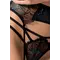 Passion Exclusive Floris Set - Комплект белья: лиф, трусики, пояс для чулок, L/XL (чёрный)