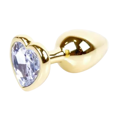 Boss Jewellery Gold Heart Plug Clear - Анальна пробка з кристалом, 7х2,7 см (прозорий)