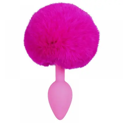 Orion Colorful Joy Bunny Tail Plug - силиконовая аналная пробка с пушистым хвостом, 13.5х3 см (розовый)