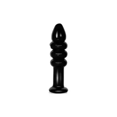 LoveToy Glass Romance 5.5" - Чорний скляний фалоімітатор, 14х3.3 см