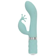 Pillow Talk Kinky Teal - роскошный вибратор-кролик с кристаллом Сваровски, 21 см (голубой)