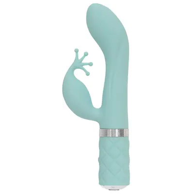 Pillow Talk Kinky Teal - роскошный вибратор-кролик с кристаллом Сваровски, 21 см (голубой)
