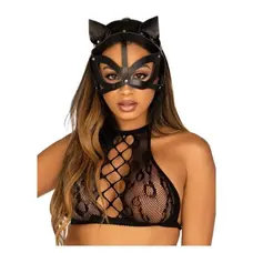 Leg Avenue - Vegan leather studded catmask - Маска кошечки из веганской кожи (чёрный)