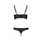 Passion Malwia Bikini - Комплект з еко-шкіри: з люверсами та ремінцями, бра та трусики, S/M (чорний)