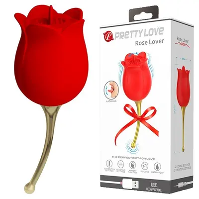 Pretty Love Rose Lover Licking Stimulator Red - Клиторальный стимулятор, 14,2 см (красный)