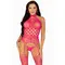 Leg Avenue - High neck lace bodystocking - Мереживний комбінезон з імітацією панчох, O/S (рожевий)