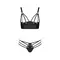 Passion Malwia Bikini - Комплект з еко-шкіри: з люверсами та ремінцями, бра та трусики, S/M (чорний)