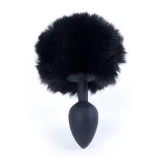 Boss Jewellery Silicon PLUG Bunny Tail Black - Анальна пробка з хвостом, 6,5х2,7 см (чорний)