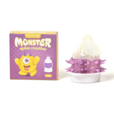 Насадка на член Recare Yellow Monster Spike Condom (з рядами пухирців та шипів)