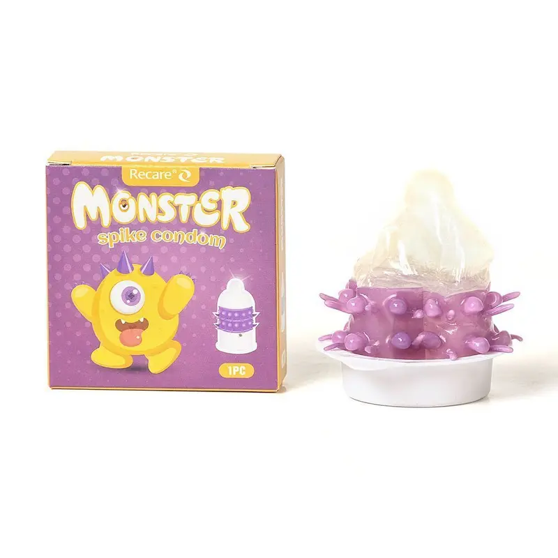 Насадка на член Recare Yellow Monster Spike Condom (з рядами пухирців та шипів)