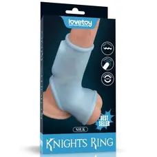 Vibrating Silk Knights Ring With Scrotum Sleeve - Насадка на пеніс, 12 см (блакитний)