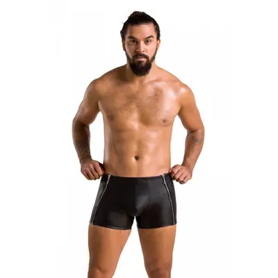 Passion - 049 SHORT MATT black - Сексуальные мужские шорты на молниях, L/XL