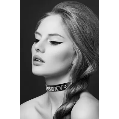 Bijoux Pour Toi Sexy - чокер из натуральной кожи со стразами