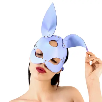 Кожаная маска Зайки Art of Sex - Bunny mask лавандовая
