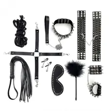Art of Sex - Spikes BDSM Set Leather - Набір BDSM з 10 предметів, натуральна шкіра