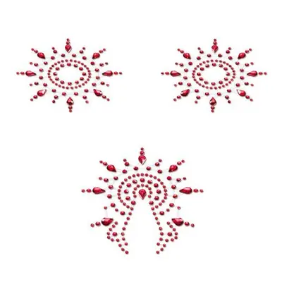 Petits Joujoux Gloria set of 3 Red - пестис із кристалів, прикраса на груди та вульву, (червоний)