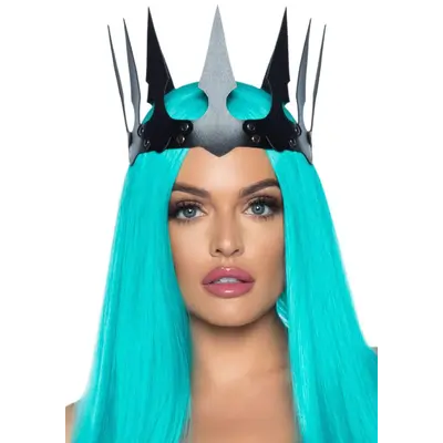 Leg Avenue-Faux leather spiked crown Black - Сексуальная корона из эко-кожи (чёрный)