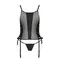 Passion Malwia Corset - Сетчатый корсет из эко-кожи с люверсами и съемными пажами, 4XL/5XL
