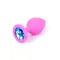 Boss Silikon Plug Jewellery Pink Medium - Анальная пробка с кристаллом, 8х3.5 см (розовый с голубым)