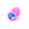 Boss Silikon Plug Jewellery Pink Medium - Анальная пробка с кристаллом, 8х3.5 см (розовый с голубым)