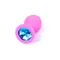 Boss Silikon Plug Jewellery Pink Medium - Анальная пробка с кристаллом, 8х3.5 см (розовый с голубым)
