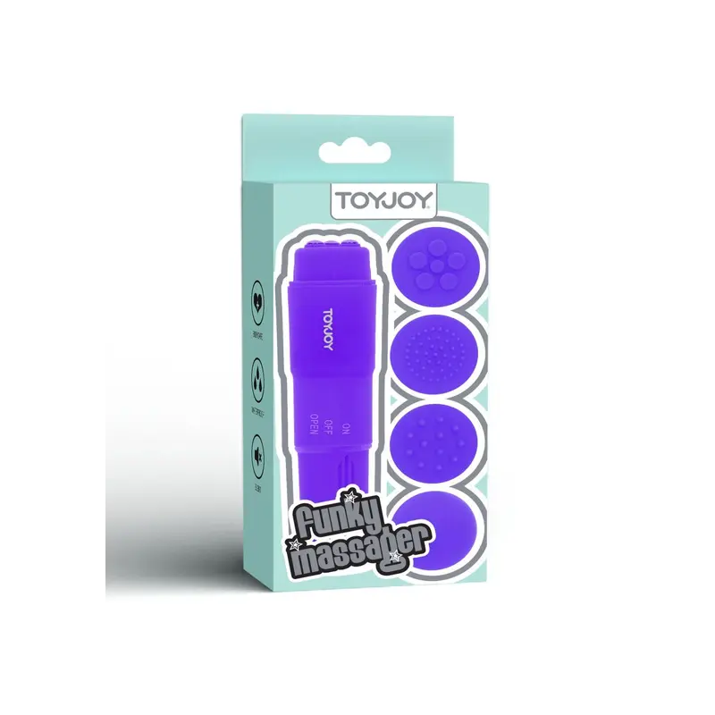Toy Joy Funky Massager - Вибромассажер с насадками, 10х2.5 см (фиолетовый) Toy Joy Funky Massager - Вибромассажер с насадками, 10х2.5 см (фиолетовый)
