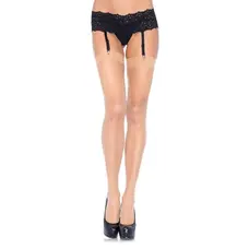 Leg Avenue Nylon Fishnet Thigh Highs - Панчохи в сітку на гумці, XS-M (тілесний)